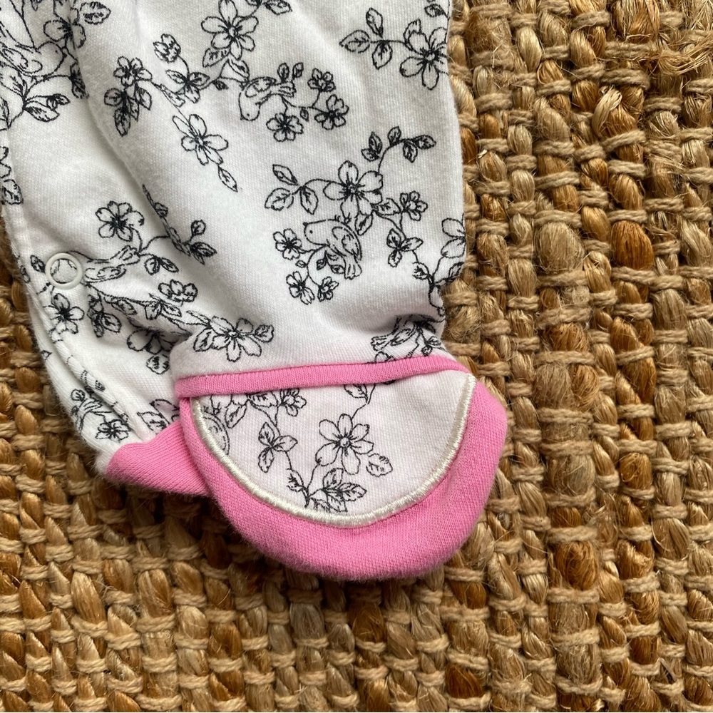 Little Me Floral Bird Print Footie - 6 Months - Picture 6 of 10